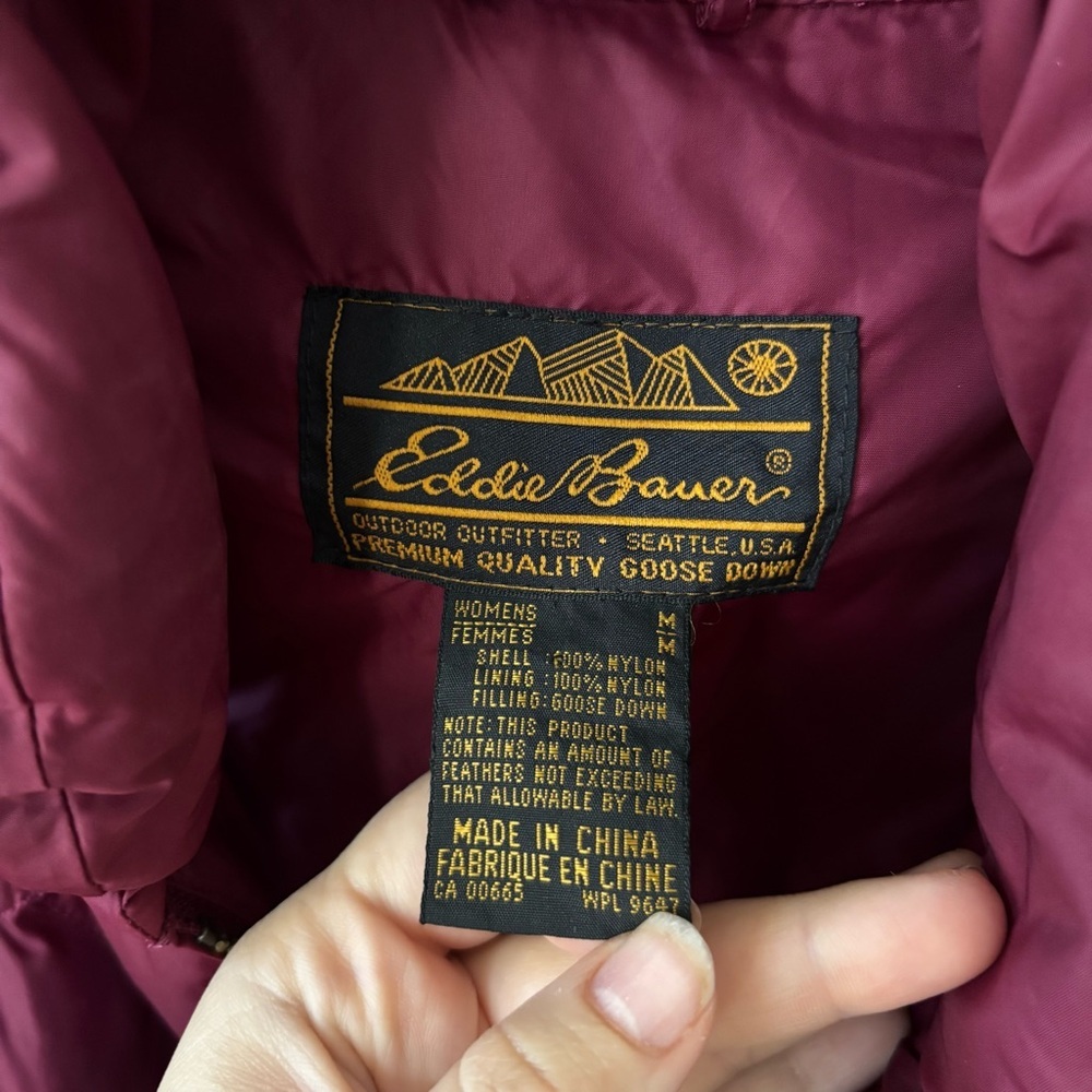 Eddie Bauer Maroon Goose Down Vest - Picture 4 of 8